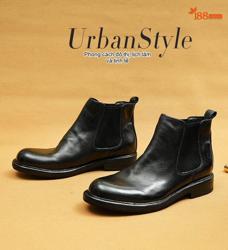 Boot Chelsea Nam Goodyear Da Thật Chiều Cao Đế Khoảng 3cm Màu Đen, Nâu chi tiết 2