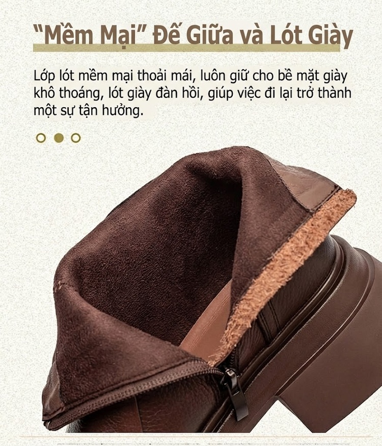 Boot Chelsea Nữ Da Bò Đế Dày Chiều Cao Đế Khoảng 5cm Màu Đen, Nâu chi tiết 6