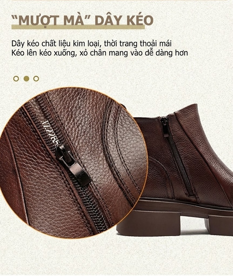 Boot Chelsea Nữ Da Bò Đế Dày Chiều Cao Đế Khoảng 5cm Màu Đen, Nâu chi tiết 7