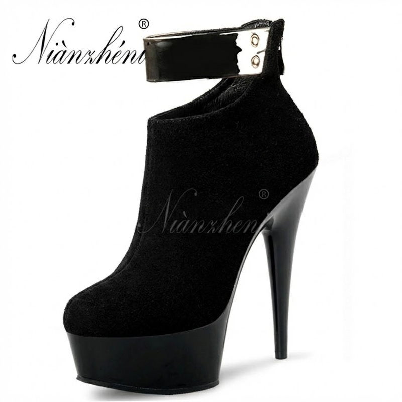 Boot Cổ Ngắn Nữ Da Mờ Đế Xuồng Chiều Cao Đế 13cm-15cm Phong Cách Gợi Cảm Màu Đen, Đỏ, Kem