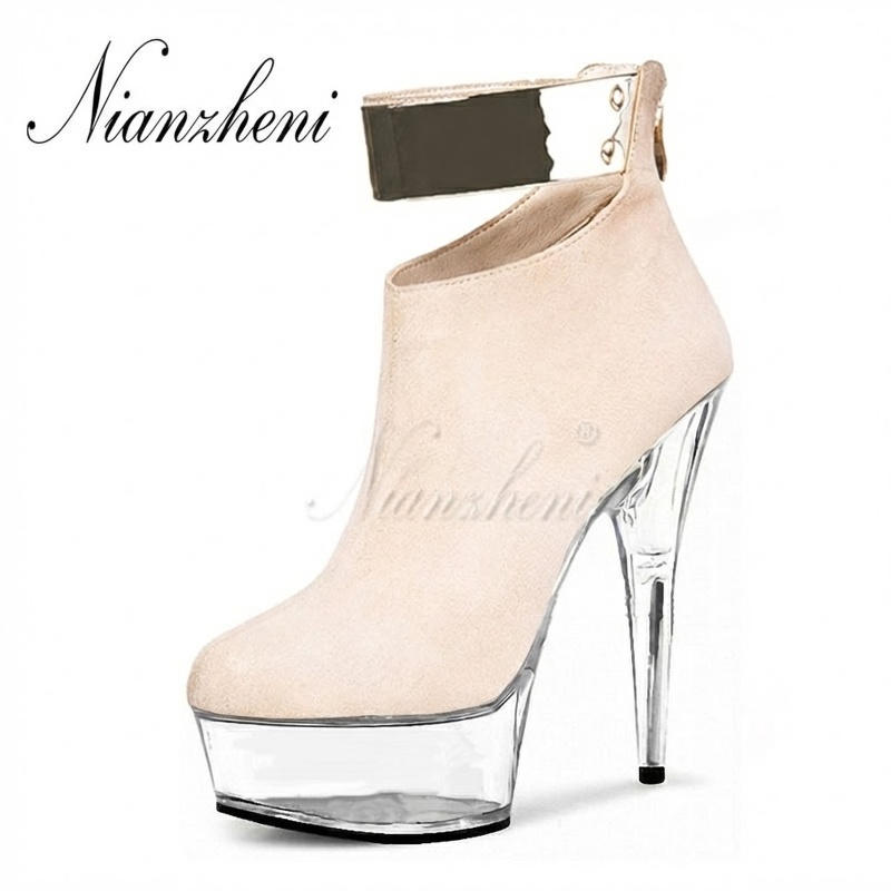Boot Cổ Ngắn Nữ Da Mờ Đế Xuồng Chiều Cao Đế 13cm-15cm Phong Cách Gợi Cảm Màu Đen, Đỏ, Kem