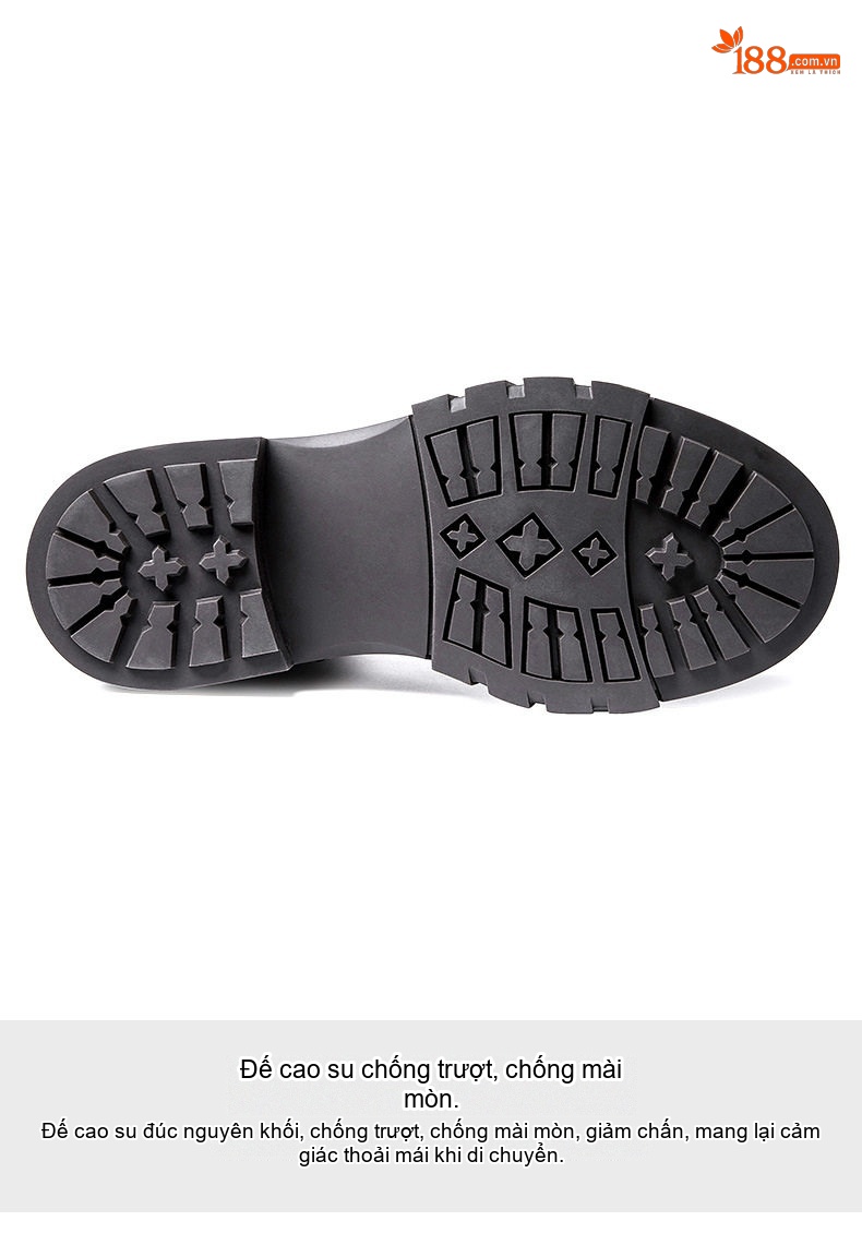 Boot Martin Chelsea Nam Da Bò Lót Lông Chiều Cao Đế Khoảng 4cm Phong Cách Anh Quốc Màu Nâu, Đen chi tiết 13