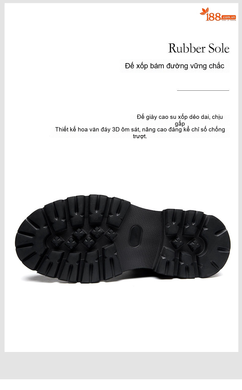 Boot Martin Nam Cao Cổ Da Thật Chiều Cao Đế Khoảng 5cm Phong Cách Anh Quốc Màu Nâu, Đen chi tiết 12