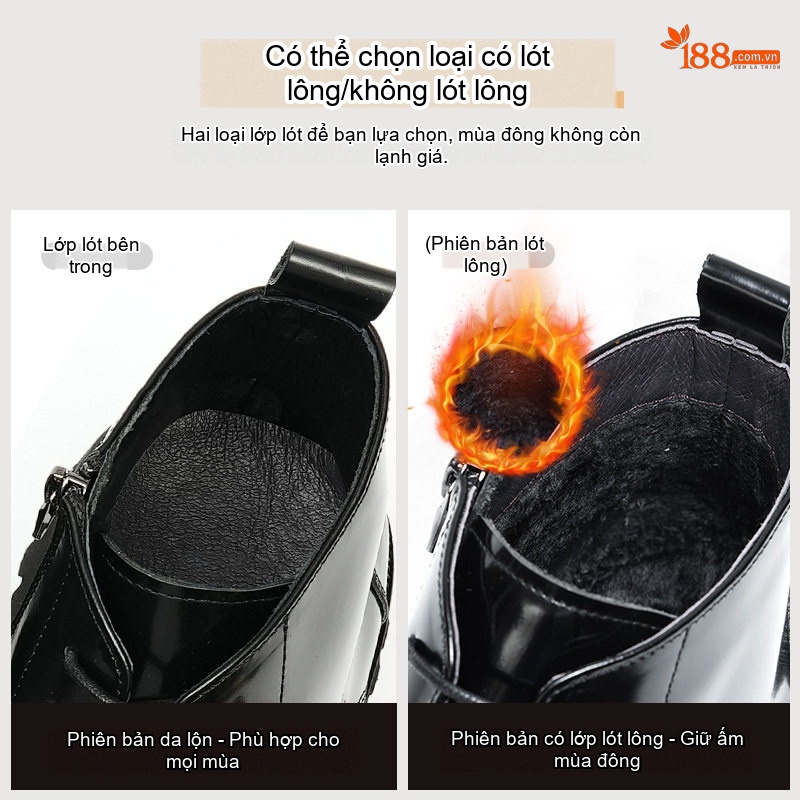 Boot Martin Nam Da Bò Phong Cách Anh Quốc Chiều Cao Đế Khoảng 5cm Màu Đen, Nâu chi tiết 2