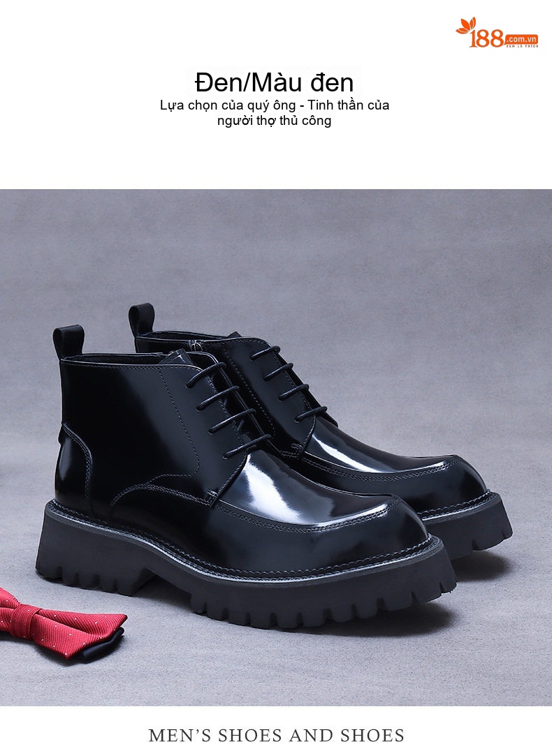Boot Martin Nam Da Bò Phong Cách Anh Quốc Chiều Cao Đế Khoảng 5cm Màu Đen, Nâu chi tiết 4