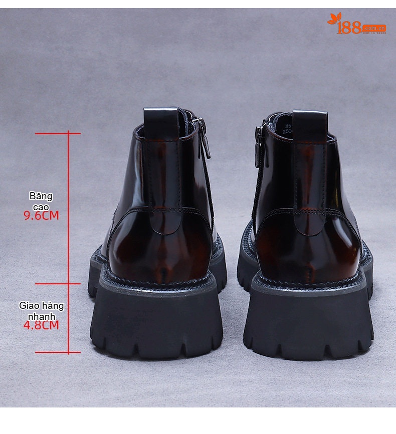 Boot Martin Nam Da Bò Phong Cách Anh Quốc Chiều Cao Đế Khoảng 5cm Màu Đen, Nâu chi tiết 17