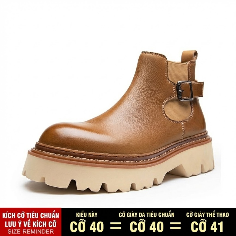 Boot Martin Nam Da Thật Đế Dày Chiều Cao Đế Khoảng 5cm Màu Đen, Nâu