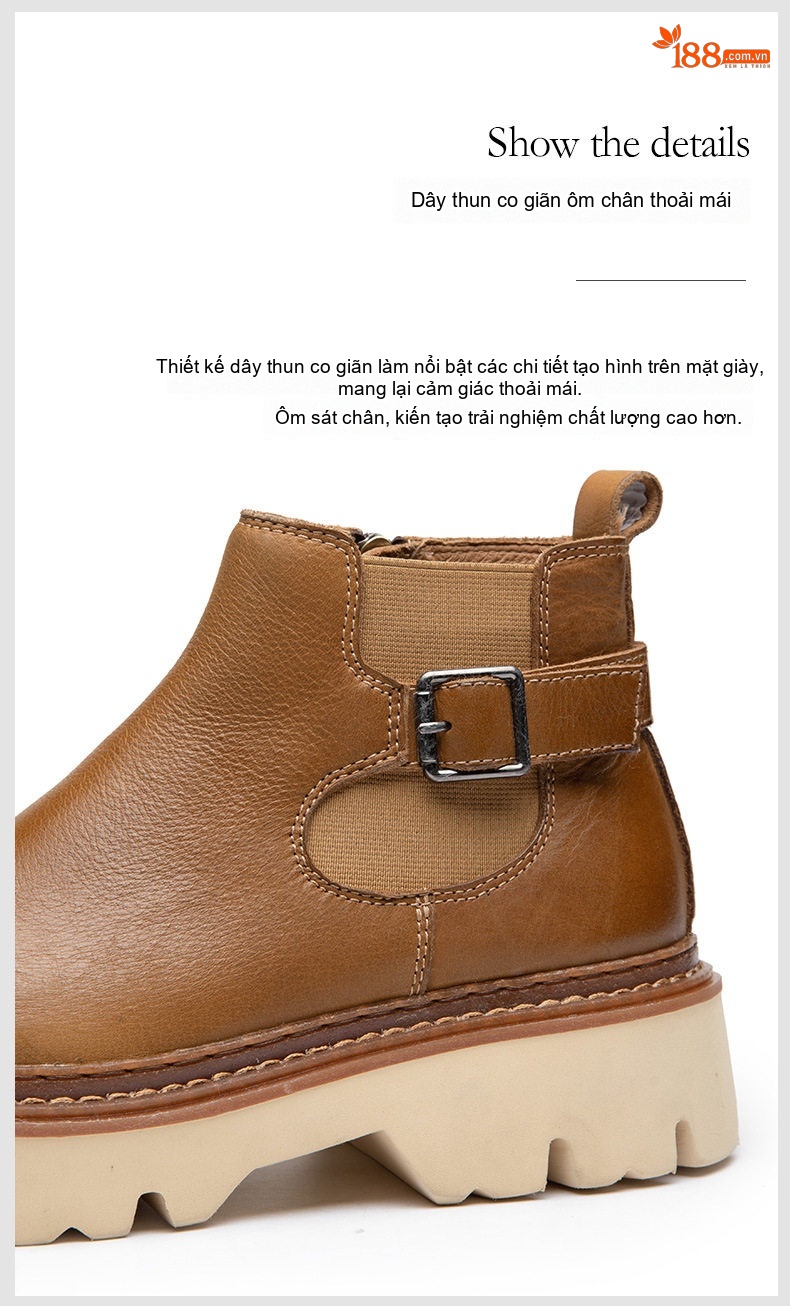Boot Martin Nam Da Thật Đế Dày Chiều Cao Đế Khoảng 5cm Màu Đen, Nâu chi tiết 10