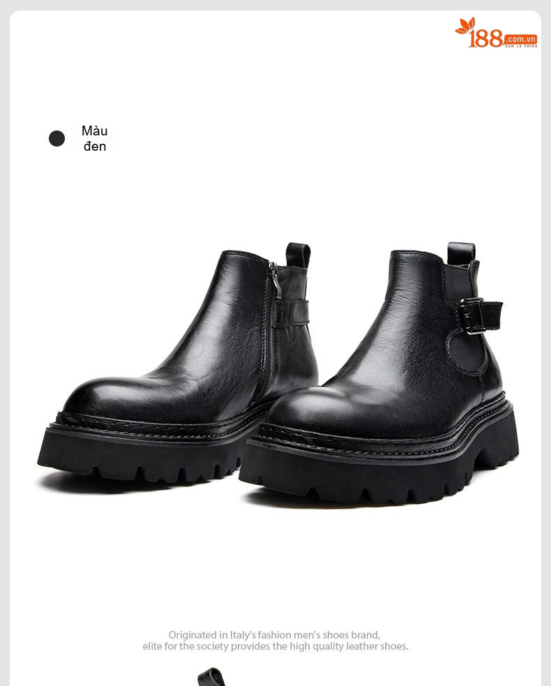 Boot Martin Nam Da Thật Đế Dày Chiều Cao Đế Khoảng 5cm Màu Đen, Nâu chi tiết 15