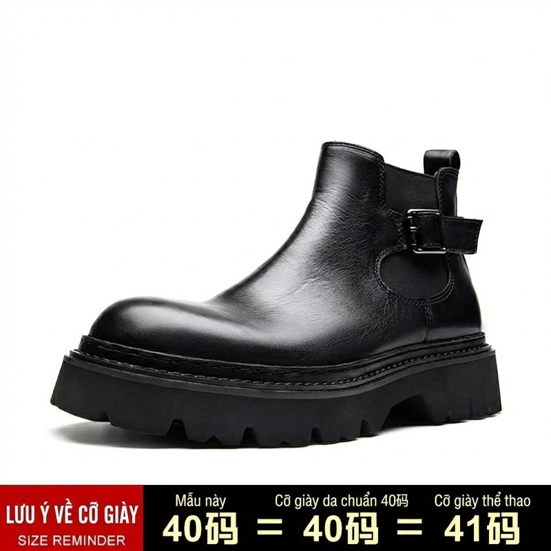 Boot Martin Nam Da Thật Đế Dày Chiều Cao Đế Khoảng 5cm Màu Đen, Nâu