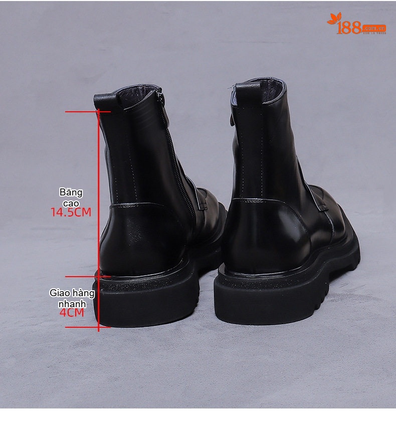 Boot Martin Nam Da Thật Khóa Bên Phong Cách Anh Chiều Cao Đế Khoảng 4cm Màu Đen, Nâu chi tiết 10