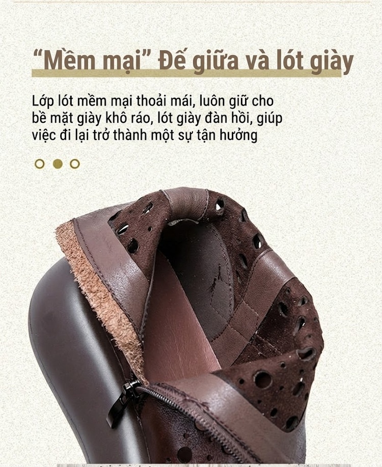 Boot Martin Nữ Cổ Cao Da Mờ Lỗ Thoáng Khí Chiều Cao Đế Khoảng 5cm Màu Đen, Nâu chi tiết 6
