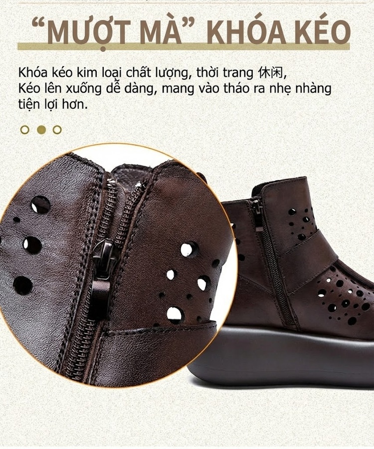 Boot Martin Nữ Cổ Cao Da Mờ Lỗ Thoáng Khí Chiều Cao Đế Khoảng 5cm Màu Đen, Nâu chi tiết 7