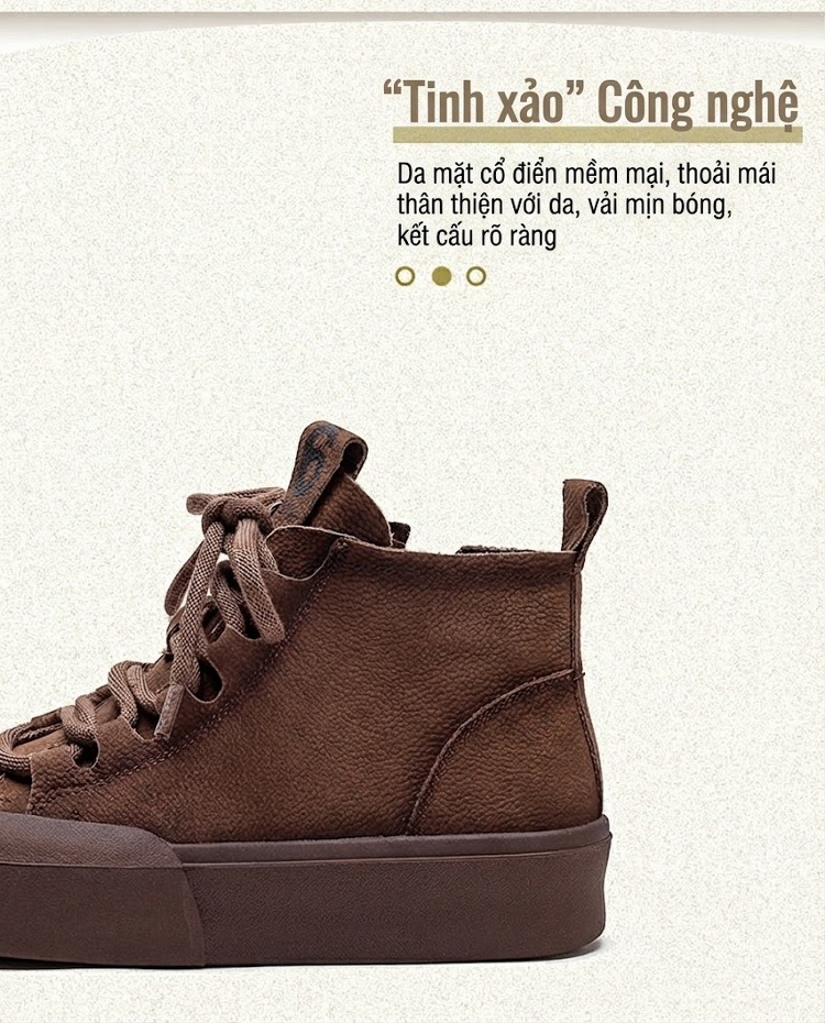 Boot Martin Nữ Cổ Ngắn Dây Buộc Da Mờ Chiều Cao Đế Khoảng 4cm Màu Nâu, Đỏ chi tiết 3