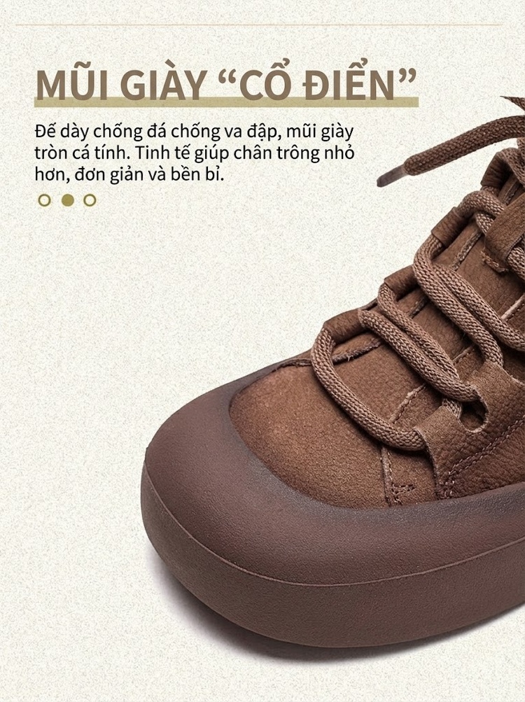 Boot Martin Nữ Cổ Ngắn Dây Buộc Da Mờ Chiều Cao Đế Khoảng 4cm Màu Nâu, Đỏ chi tiết 4
