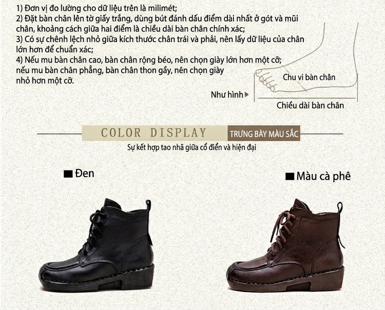 Boot Martin Nữ Cổ Thấp Da Bóng Khóa Kéo Bên Hông Chiều Cao Đế Khoảng 3cm Màu Đen, Nâu chi tiết 2