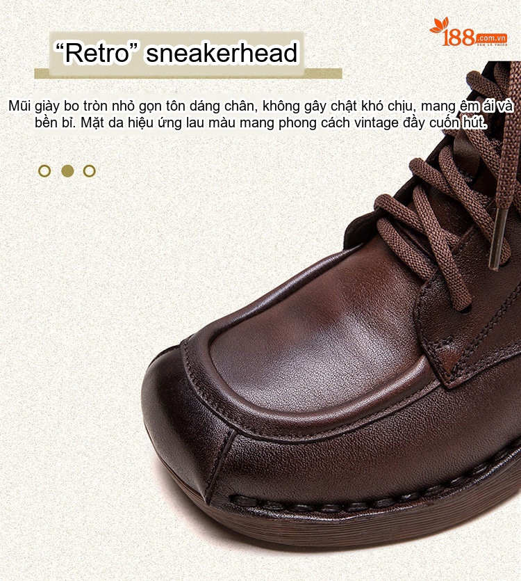 Boot Martin Nữ Cổ Thấp Da Bóng Khóa Kéo Bên Hông Chiều Cao Đế Khoảng 3cm Màu Đen, Nâu chi tiết 4