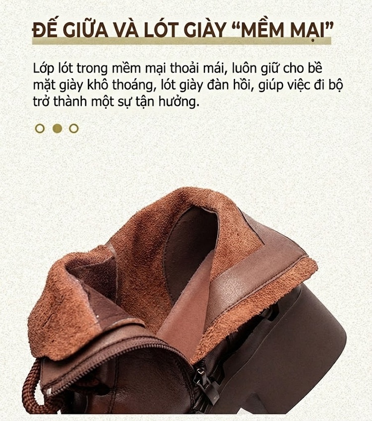 Boot Martin Nữ Cổ Thấp Da Mờ Đế Dày Phong Cách Anh Quốc Chiều Cao Đế Khoảng 5cm Màu Đen, Nâu chi tiết 7