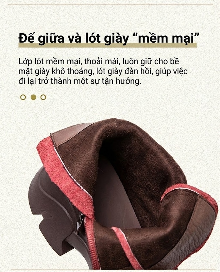 Boot Martin Nữ Cổ Thấp Da Mờ Phong Cách La Mã Chiều Cao Đế Khoảng 5cm Màu Nâu, Đỏ chi tiết 6