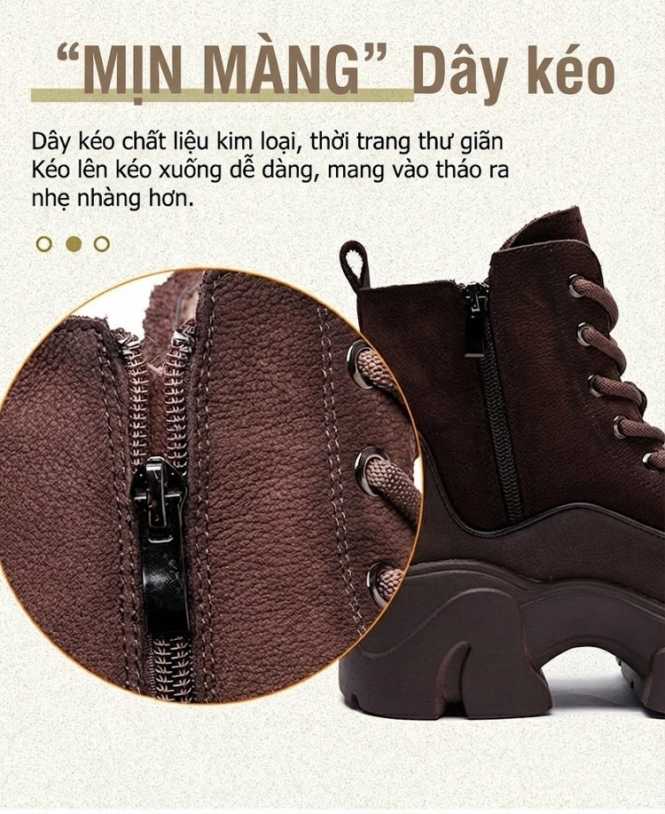 Boot Martin Nữ Cổ Thấp Da Mờ Phong Cách La Mã Chiều Cao Đế Khoảng 5cm Màu Nâu, Đỏ chi tiết 7