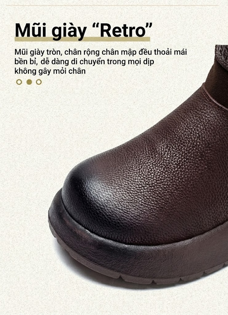 Boot Martin Nữ Cổ Thấp Lót Lông Giữ Ấm Đế Dày Chiều Cao Đế Khoảng 4cm Màu Đen, Trắng, Nâu chi tiết 4
