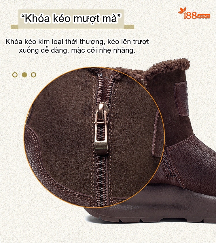 Boot Martin Nữ Cổ Thấp Lót Lông Giữ Ấm Đế Dày Chiều Cao Đế Khoảng 4cm Màu Đen, Trắng, Nâu chi tiết 7