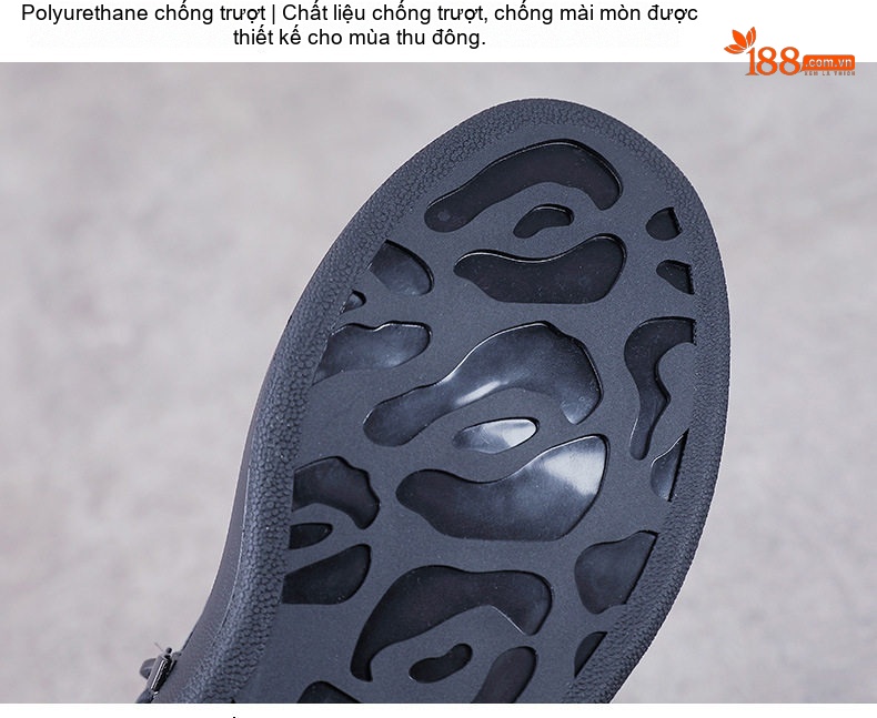 Boot Martin Nữ Da Bò Cao Cổ Đế Dày Phong Cách Anh Quốc Chiều Cao Đế Khoảng 4cm Màu Đen chi tiết 8