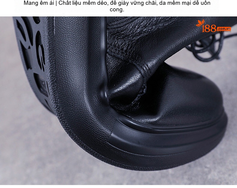 Boot Martin Nữ Da Bò Cao Cổ Đế Dày Phong Cách Anh Quốc Chiều Cao Đế Khoảng 4cm Màu Đen chi tiết 9