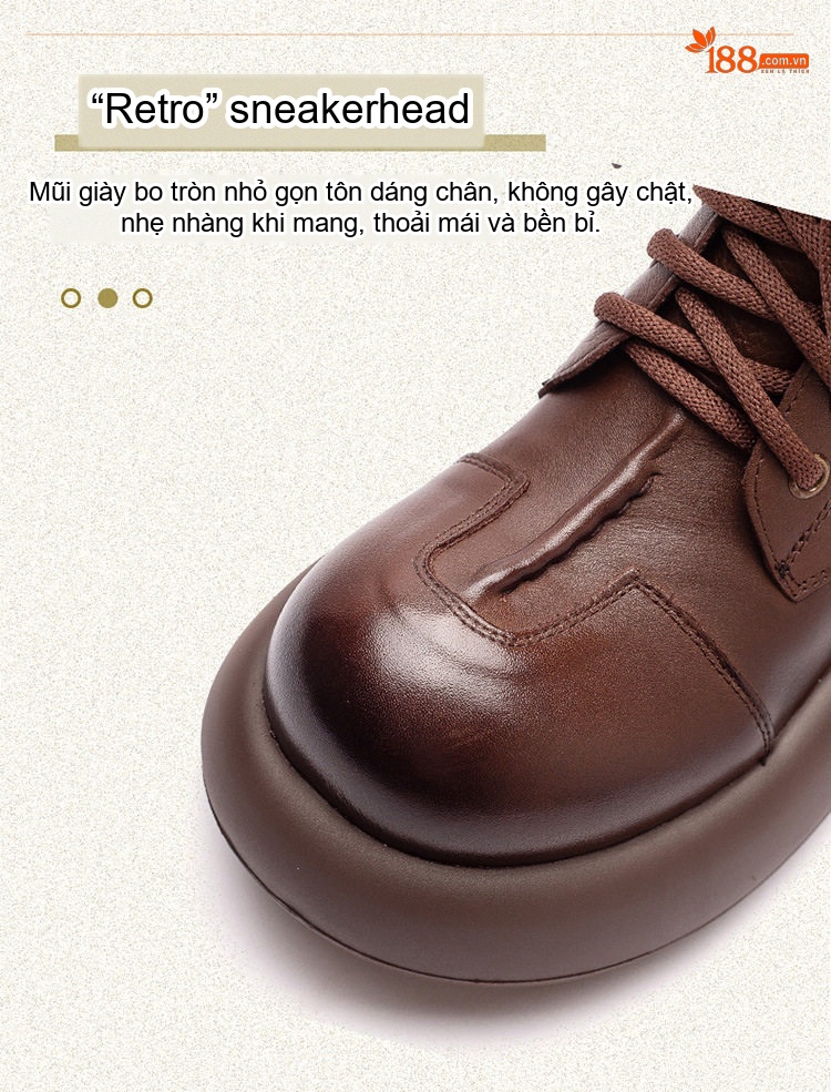 Boot Martin Nữ Da Bò Cổ Cao Chiều Cao Đế Khoảng 5cm Màu Đen, Nâu chi tiết 3