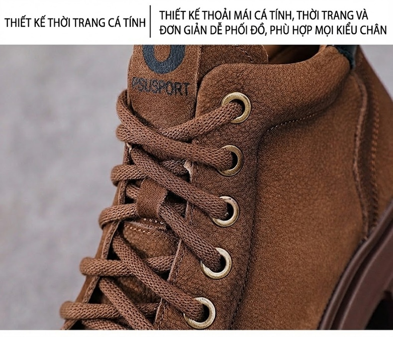 Boot Martin Nữ Da Bò Cổ Ngắn Có Dây Chiều Cao Đế Khoảng 5cm Màu Nâu, Xanh Rêu chi tiết 5