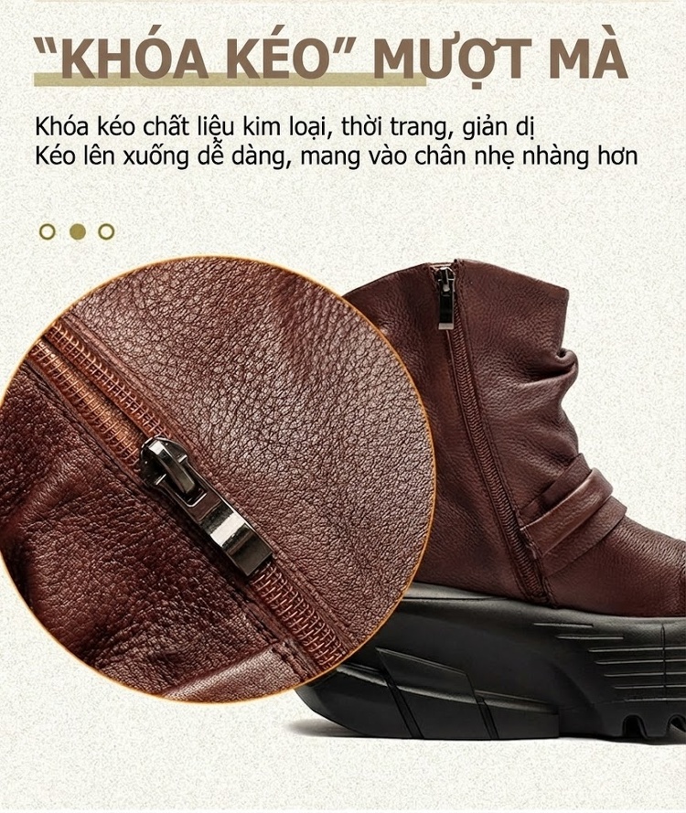 Boot Martin Nữ Da Bò Cổ Ngắn Đế Bánh Mì Chiều Cao Đế Khoảng 6cm Màu Đen, Nâu chi tiết 6