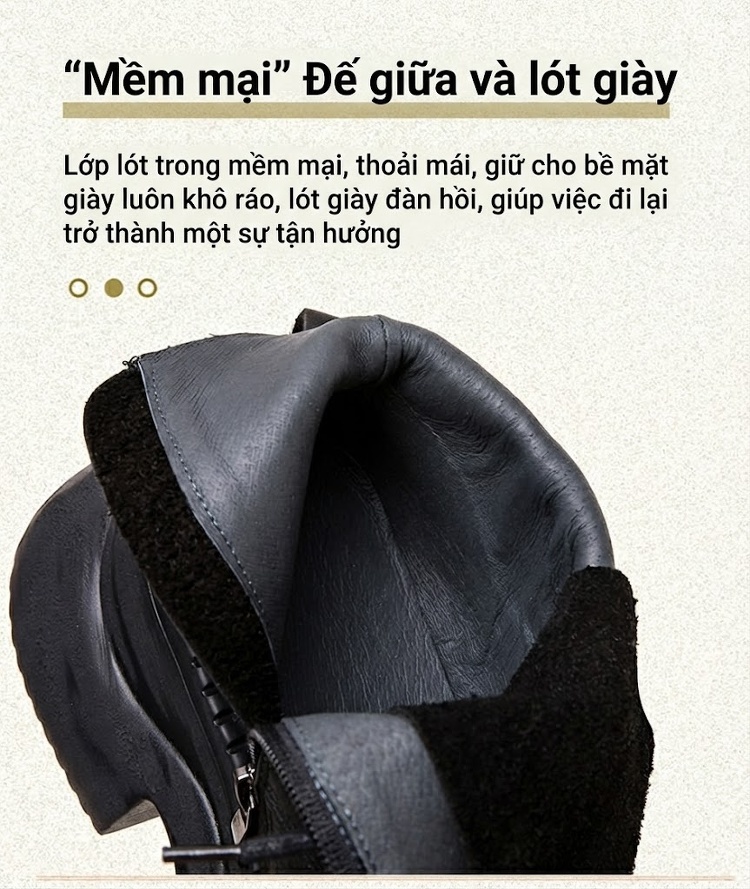 Boot Martin Nữ Da Bò Dây Buộc Thủ Công Đế Dày Dệt Ô Chiều Cao Đế Khoảng 6cm Màu Đen chi tiết 6