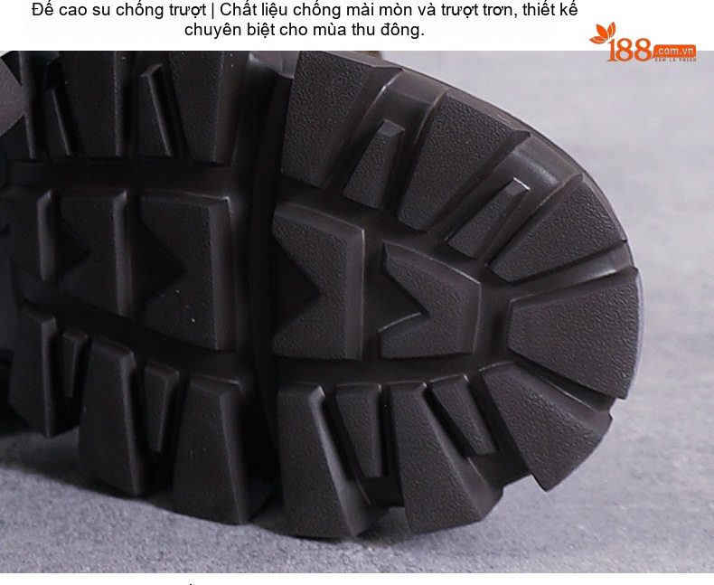 Boot Martin Nữ Da Bò Đế Cao Gót Dày Khoảng 5cm Khóa Kéo Bên Hông Màu Đen, Nâu chi tiết 7