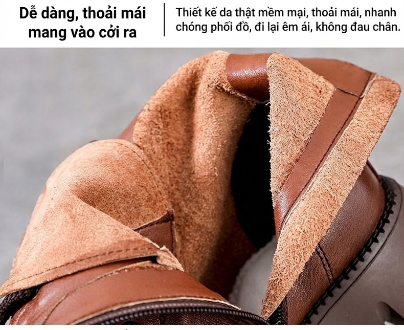 Boot Martin Nữ Da Bò Đế Dày Chiều Cao Đế Khoảng 5cm Màu Nâu, Đen chi tiết 6