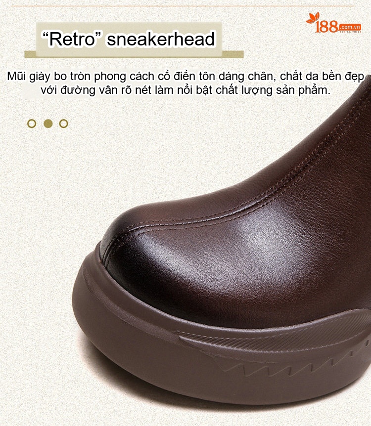 Boot Martin Nữ Da Bò Đế Dày Phong Cách Mới Chiều Cao Đế Khoảng 6cm Màu Đen, Nâu chi tiết 4