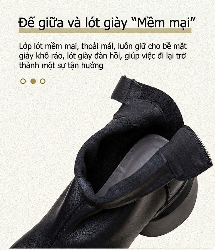 Boot Martin Nữ Da Bò Đế Dày Phong Cách Mới Chiều Cao Đế Khoảng 6cm Màu Đen, Nâu chi tiết 6