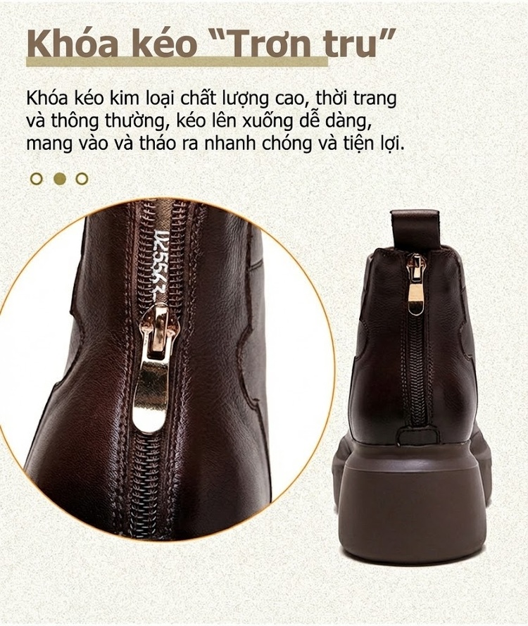 Boot Martin Nữ Da Bò Đế Dày Phong Cách Mới Chiều Cao Đế Khoảng 6cm Màu Đen, Nâu chi tiết 7