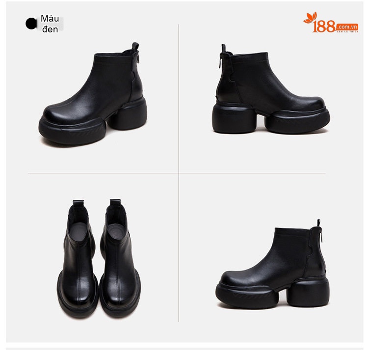Boot Martin Nữ Da Bò Đế Dày Phong Cách Mới Chiều Cao Đế Khoảng 6cm Màu Đen, Nâu chi tiết 18