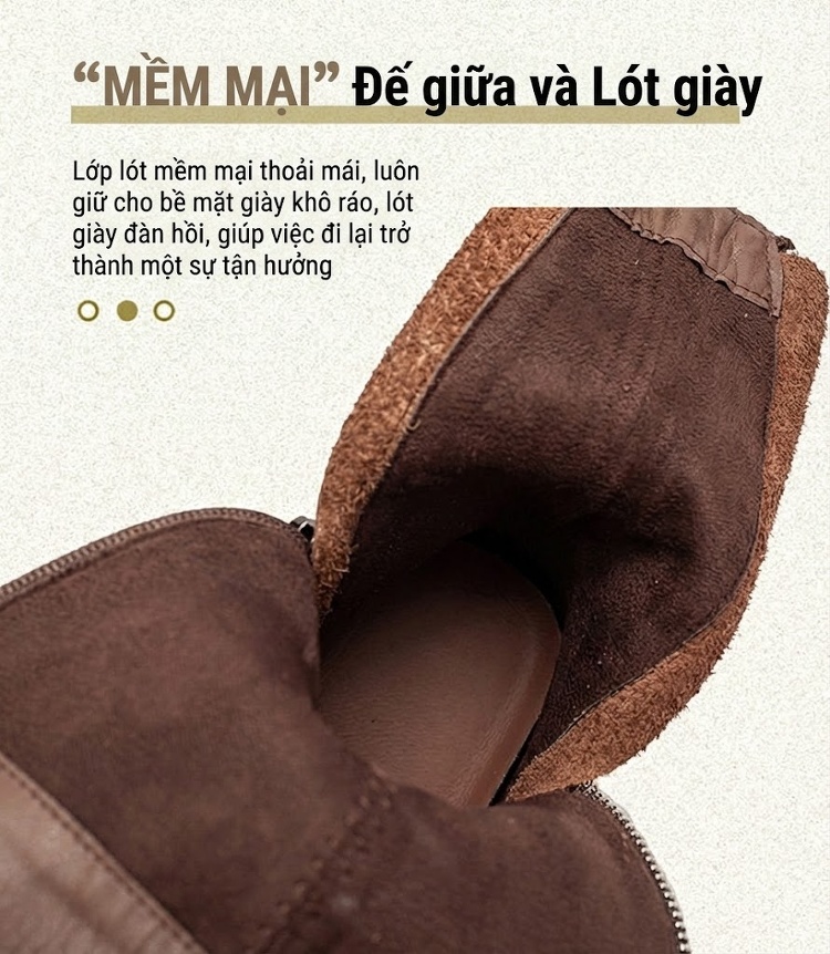 Boot Martin Nữ Da Bò Khóa Bên Hông Chiều Cao Đế Khoảng 5cm Phong Cách Retro Màu Đen, Nâu chi tiết 6