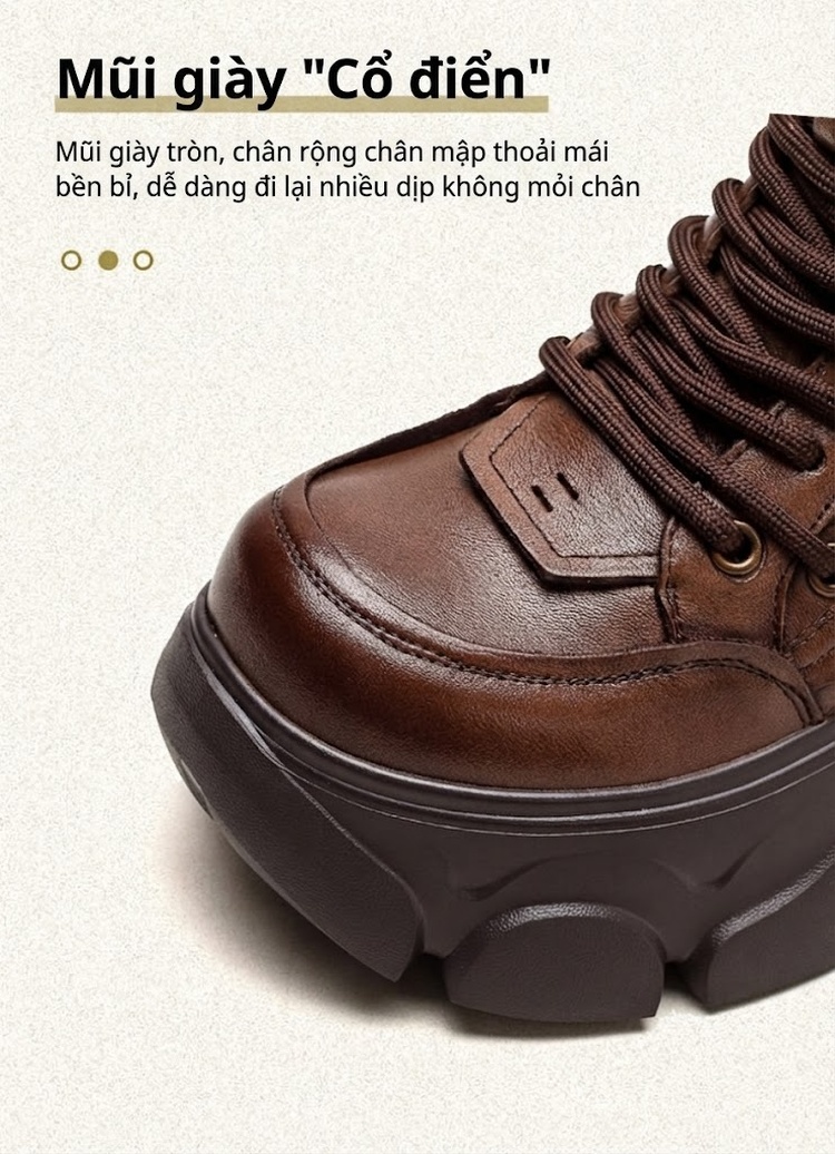 Boot Martin Nữ Da Bò Lót Lông Giữ Ấm Chiều Cao Đế Khoảng 6cm Màu Đen, Nâu chi tiết 4