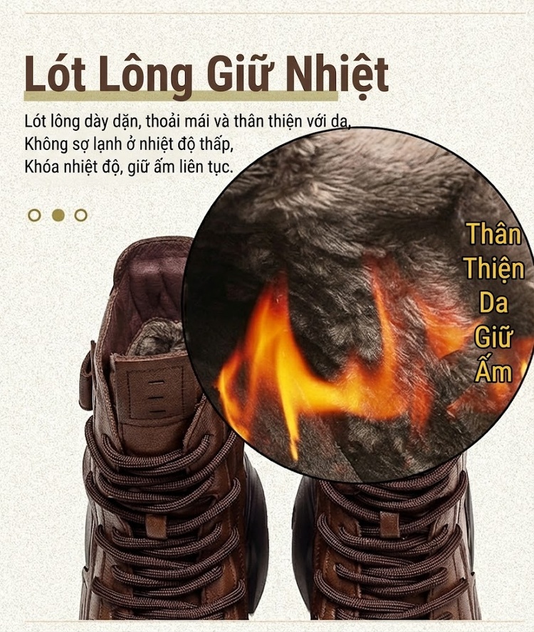 Boot Martin Nữ Da Bò Lót Lông Giữ Ấm Chiều Cao Đế Khoảng 6cm Màu Đen, Nâu chi tiết 6