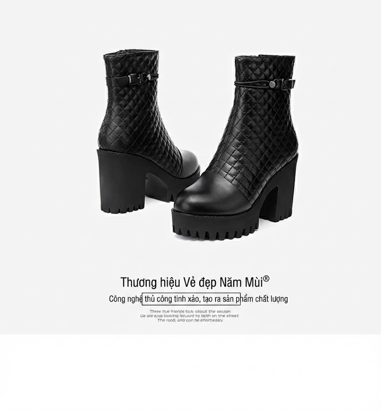 Boot Martin Nữ Da Bò Mềm Chiều Cao Đế Khoảng 8cm Màu Đen chi tiết 15