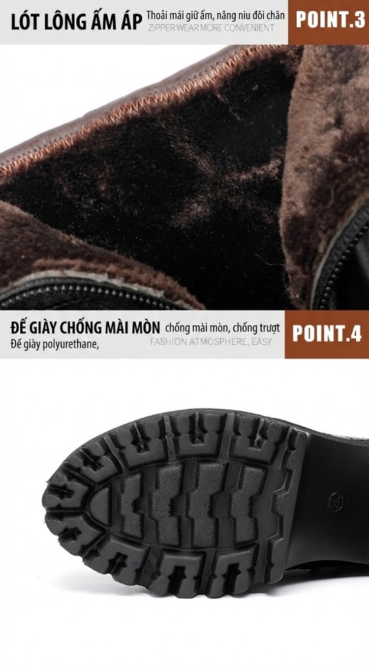 Boot Martin Nữ Da Bò Mềm Chiều Cao Đế Khoảng 8cm Màu Đen chi tiết 8