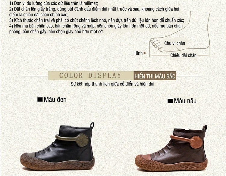 Boot Martin Nữ Da Bò Mềm Mại Đế Bệt Chiều Cao Đế Khoảng 2cm Màu Đen, Nâu chi tiết 3