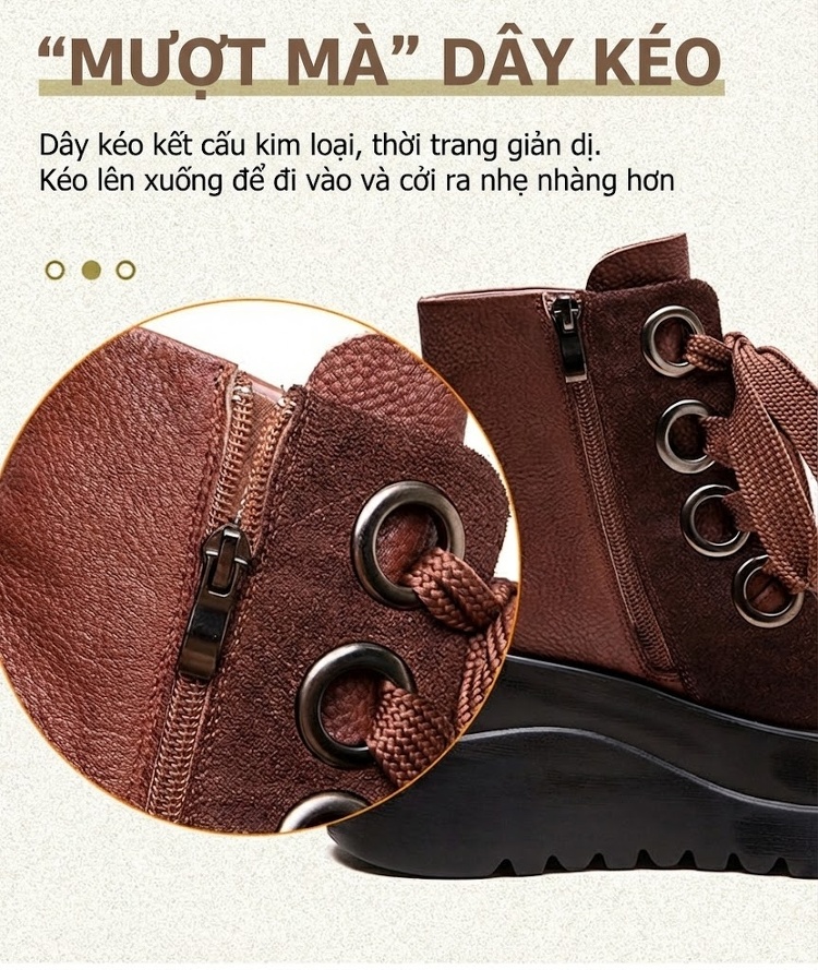 Boot Martin Nữ Da Bò Thiết Kế Dây Ruy Băng Chiều Cao Đế Khoảng 6cm Màu Đen, Nâu, Xanh chi tiết 7