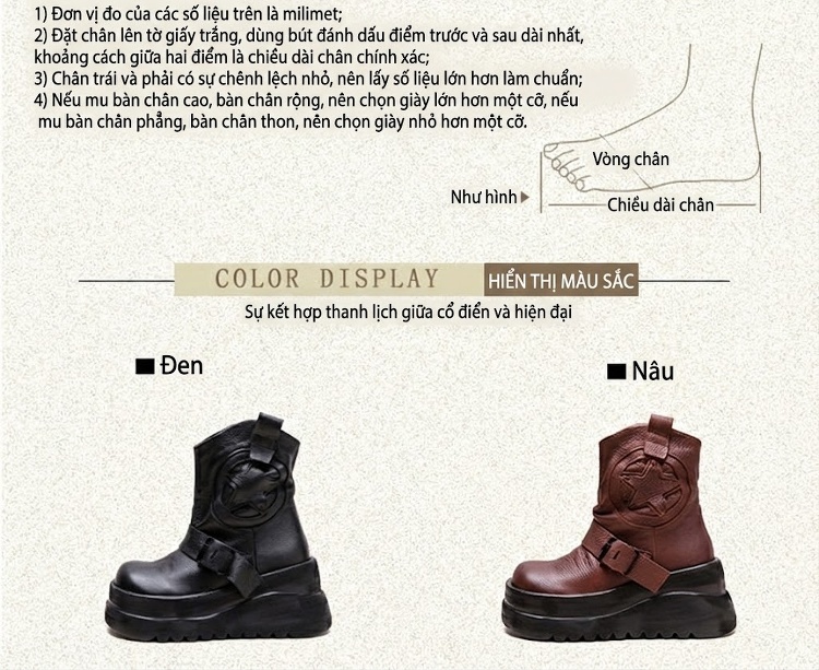 Boot Martin Nữ Da Mờ Chiều Cao Đế Khoảng 6cm Phong Cách Anh Quốc Màu Đen, Nâu chi tiết 2