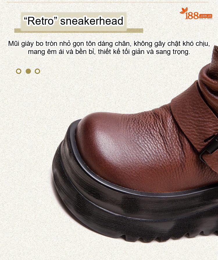 Boot Martin Nữ Da Mờ Chiều Cao Đế Khoảng 6cm Phong Cách Anh Quốc Màu Đen, Nâu chi tiết 4