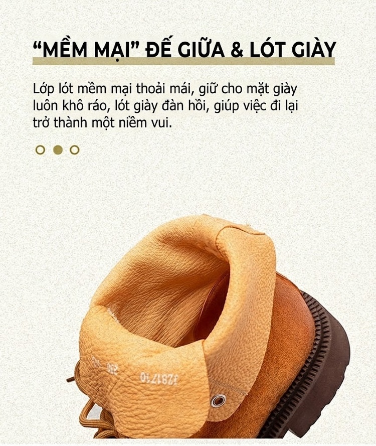 Boot Martin Nữ Da Mờ Cổ Cao Buộc Dây Chiều Cao Đế Khoảng 3cm Màu Nâu, Vàng chi tiết 5