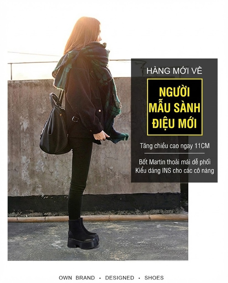 Boot Martin Nữ Da Mờ Đế Dày Chiều Cao Đế 3.5cm Màu Đen chi tiết 1