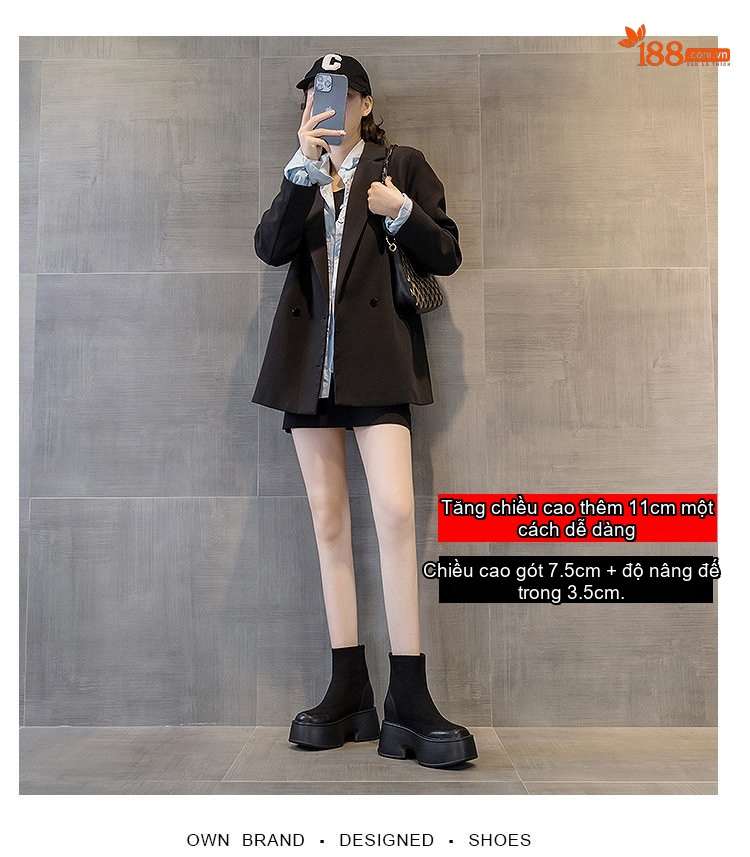Boot Martin Nữ Da Mờ Đế Dày Chiều Cao Đế 3.5cm Màu Đen chi tiết 3
